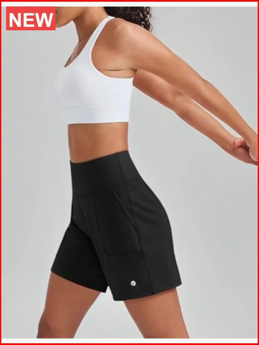 High Waisted 6" Running Shorts with Pockets Workout Yoga Athletic - Picture 3 of 6